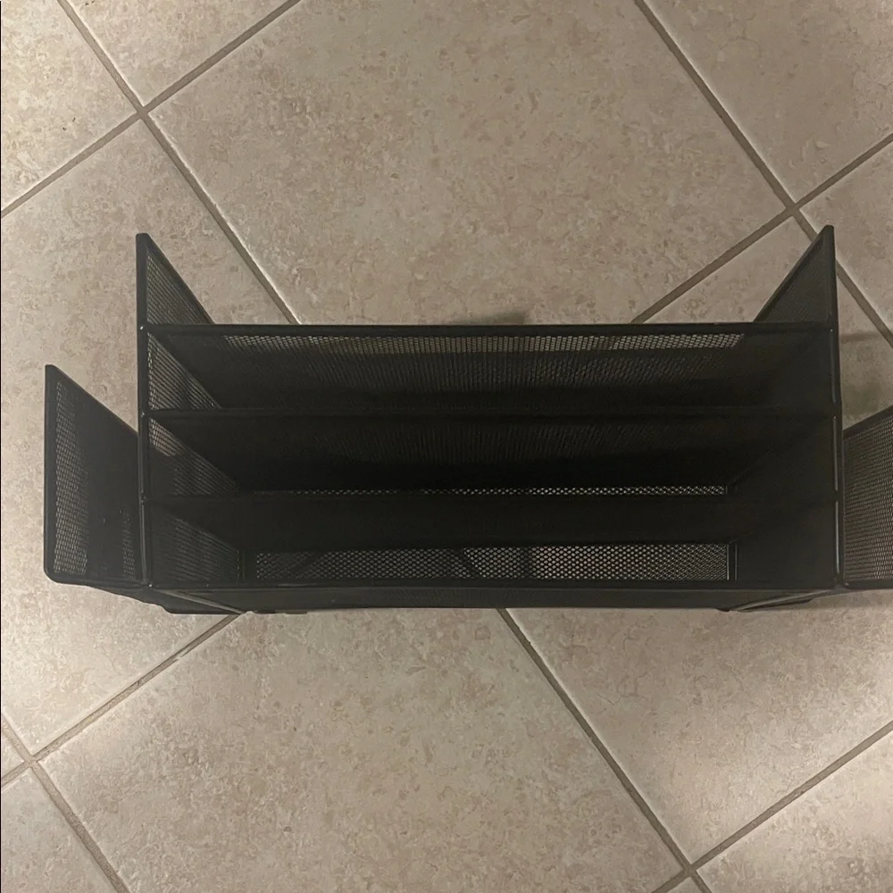 Metal Mesh 3-Drawer Desk Organizer with Side Pen Holders - Black